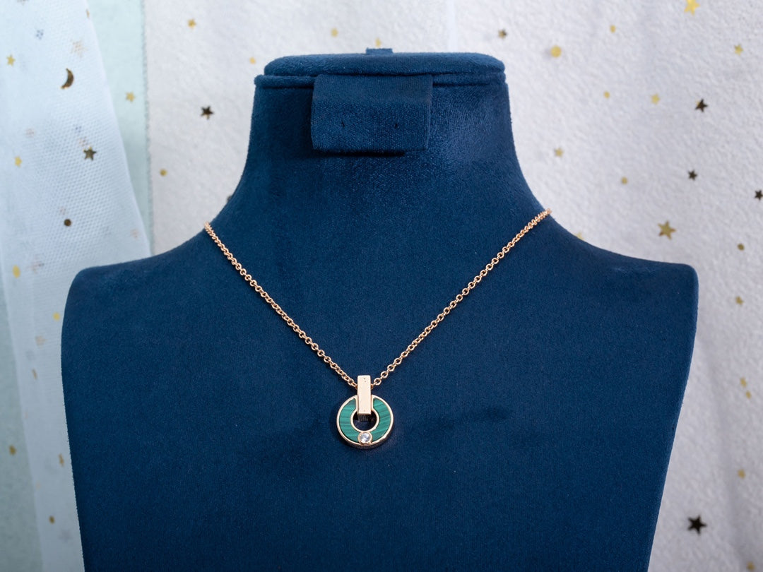[Panda Jewelry]GARI NECKLACE PINK GOLD MALACHITE