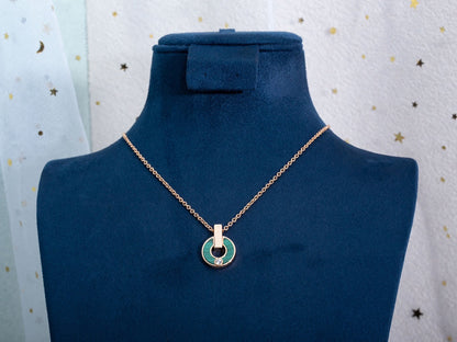 [Panda Jewelry]GARI NECKLACE PINK GOLD MALACHITE