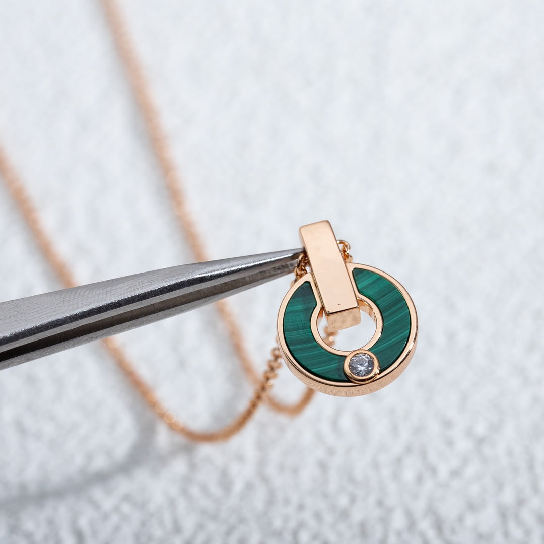 [Panda Jewelry]GARI NECKLACE PINK GOLD MALACHITE