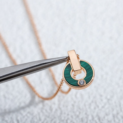 [Panda Jewelry]GARI NECKLACE PINK GOLD MALACHITE