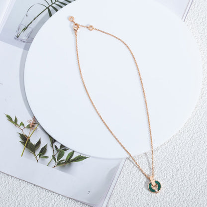 [Panda Jewelry]GARI NECKLACE PINK GOLD MALACHITE
