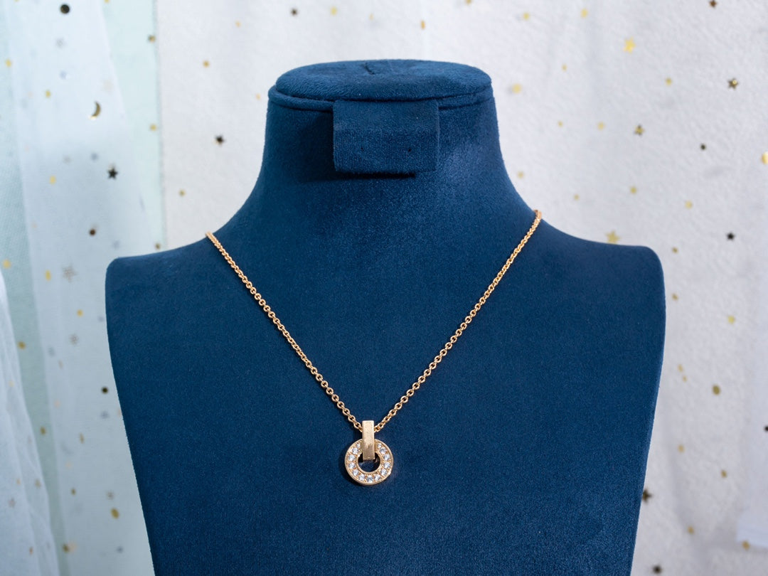 [Panda Jewelry]GARI NECKLACE PINK GOLD DIAMOND
