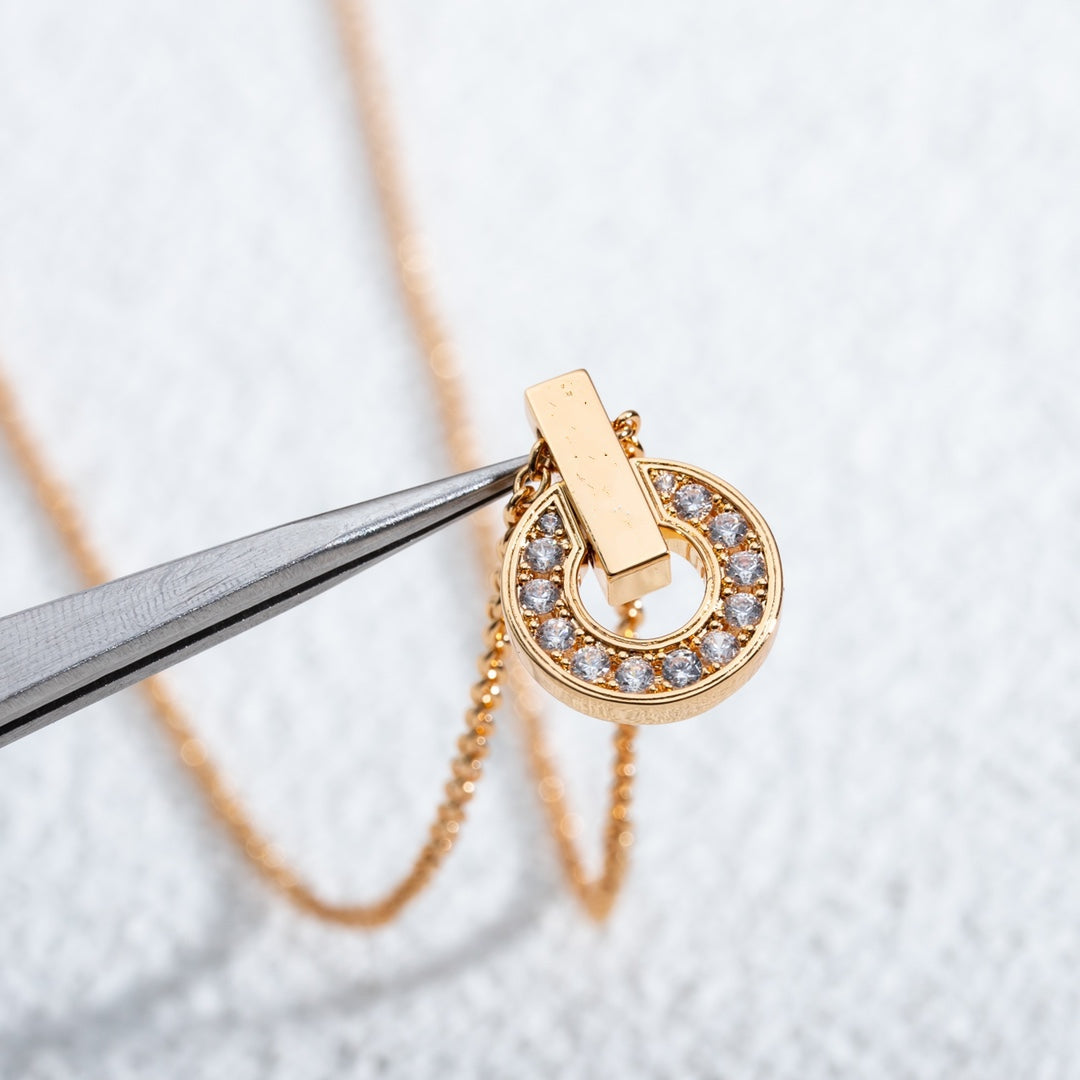 [Panda Jewelry]GARI NECKLACE PINK GOLD DIAMOND