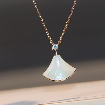 [Panda Jewelry]DREAM NECKLACE WHITE MOP PINK GOLD 1 DIAMOND