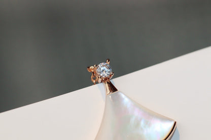 [Panda Jewelry]DREAM NECKLACE WHITE MOP PINK GOLD 1 DIAMOND