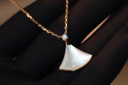 [Panda Jewelry]DREAM NECKLACE WHITE MOP PINK GOLD 1 DIAMOND