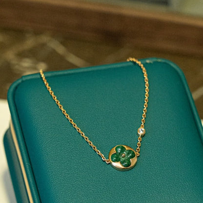 [Panda Jewelry]SUN MALACHITE 1 DIAMOND PINK GOLD BRACELET
