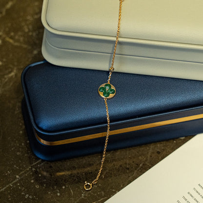 [Panda Jewelry]SUN MALACHITE 1 DIAMOND PINK GOLD BRACELET