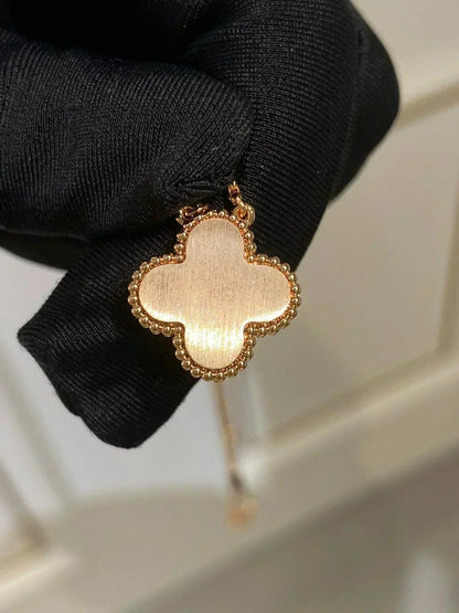 [Panda Jewelry]CLOVER 15MM DIAMOND RHODONITE NECKLACE