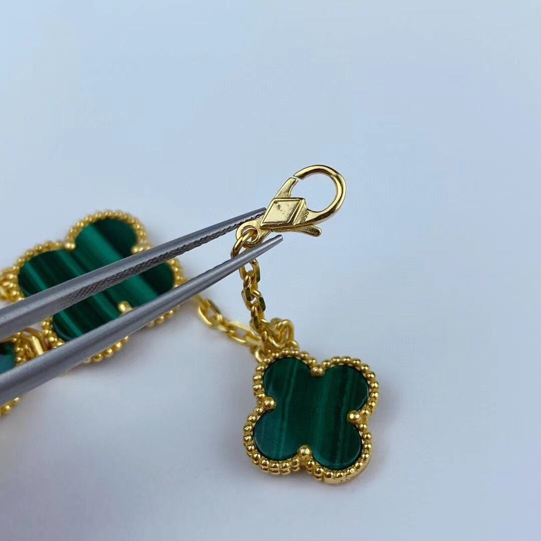 [Panda Jewelry]MAGIC CLOVER MALACHITE GOLD BRACELET 5 MOTIFS