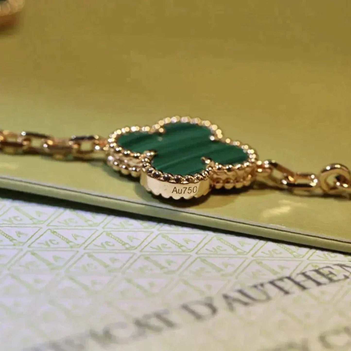 [Panda Jewelry] CLOVER 5 MOTIF MALACHITE BRACELET COLLECTION