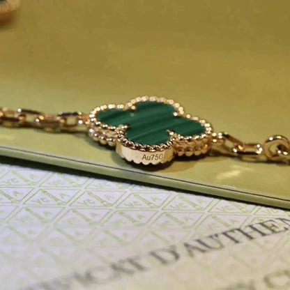 [Panda Jewelry] CLOVER 5 MOTIF MALACHITE BRACELET COLLECTION