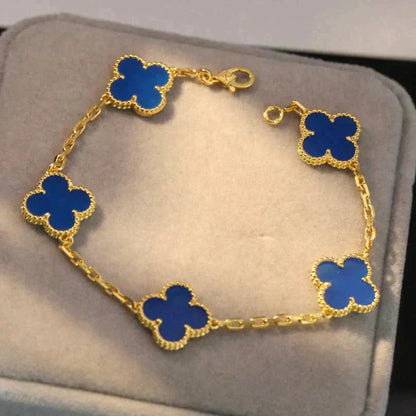 [Panda Jewelry] CLOVER 5 MOTIF BLUE AGATE BRACELET COLLECTION