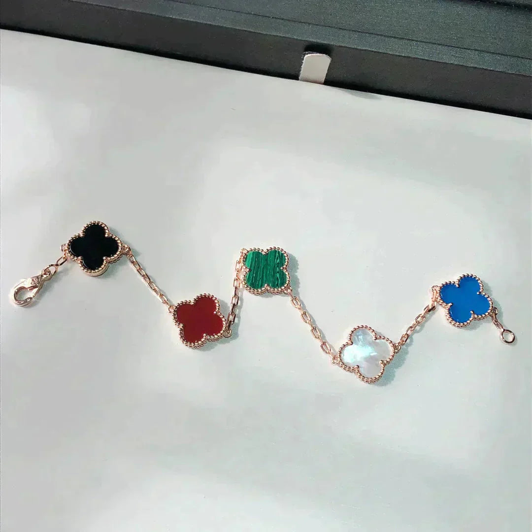[Panda Jewelry]CLOVER 5 MOTIFS MULTICOLOR BRACELET