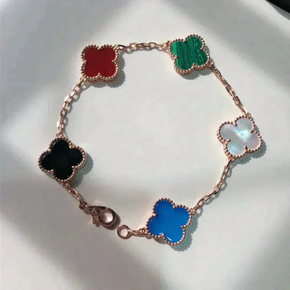 [Panda Jewelry]CLOVER 5 MOTIFS MULTICOLOR BRACELET