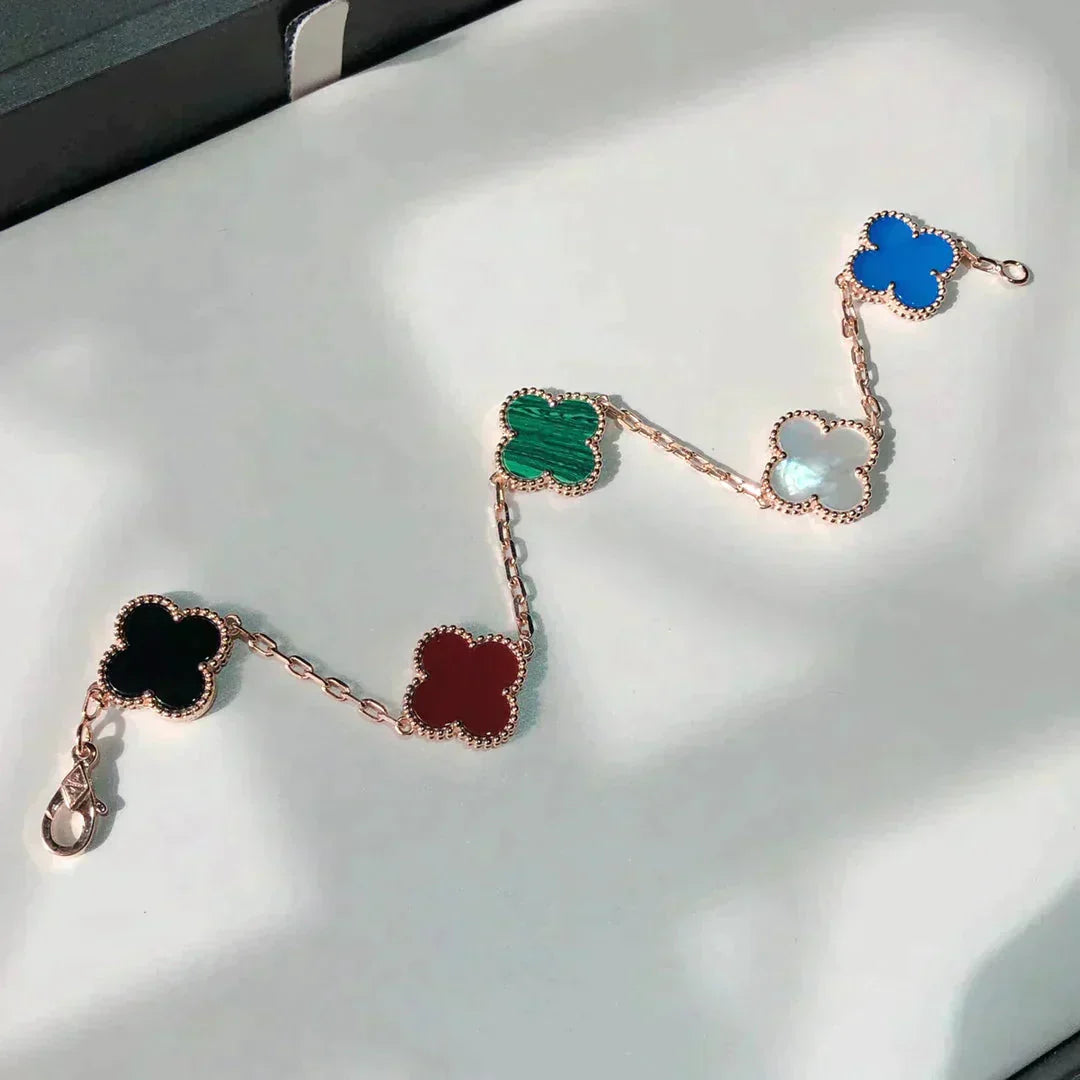 [Panda Jewelry]CLOVER 5 MOTIFS MULTICOLOR BRACELET