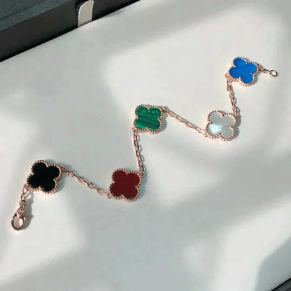 [Panda Jewelry]CLOVER 5 MOTIFS MULTICOLOR BRACELET