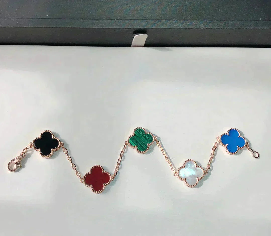 [Panda Jewelry]CLOVER 5 MOTIFS MULTICOLOR BRACELET