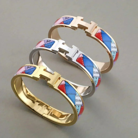 [Panda Jewelry]H BRACELET DOTTED BORDER 12MM