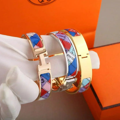 [Panda Jewelry]H BRACELET DOTTED BORDER 12MM