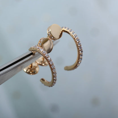 [Panda Jewelry]JUSTE EARRINGS 12.75MM PINK GOLD DIAMOND