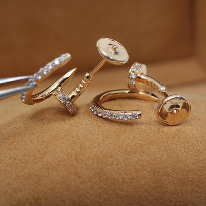 [Panda Jewelry]JUSTE EARRINGS 12.75MM PINK GOLD DIAMOND