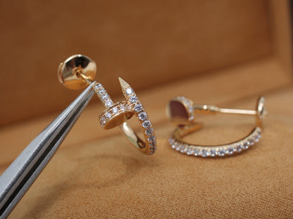 [Panda Jewelry]JUSTE EARRINGS 12.75MM PINK GOLD DIAMOND
