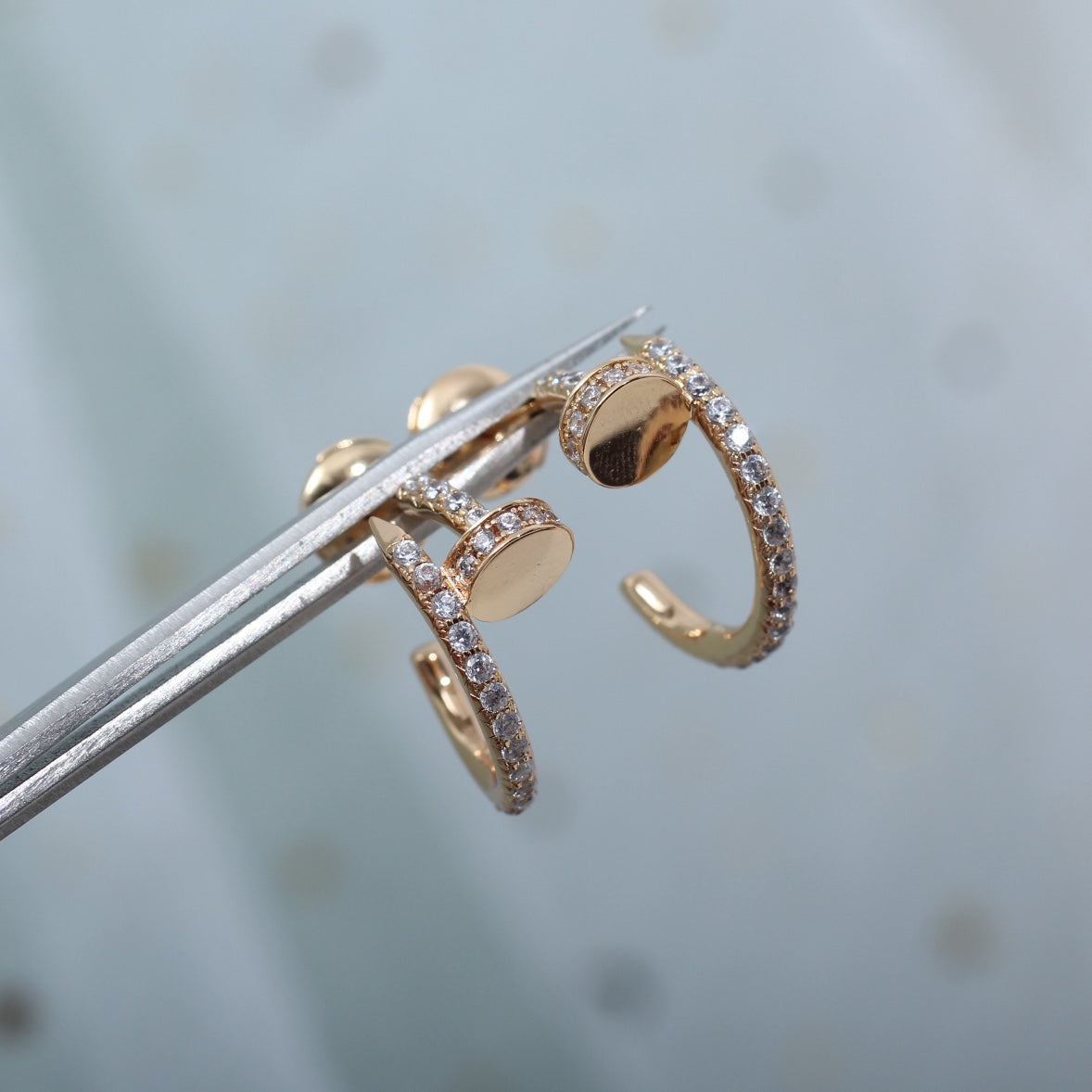 [Panda Jewelry]JUSTE EARRINGS 12.75MM PINK GOLD DIAMOND