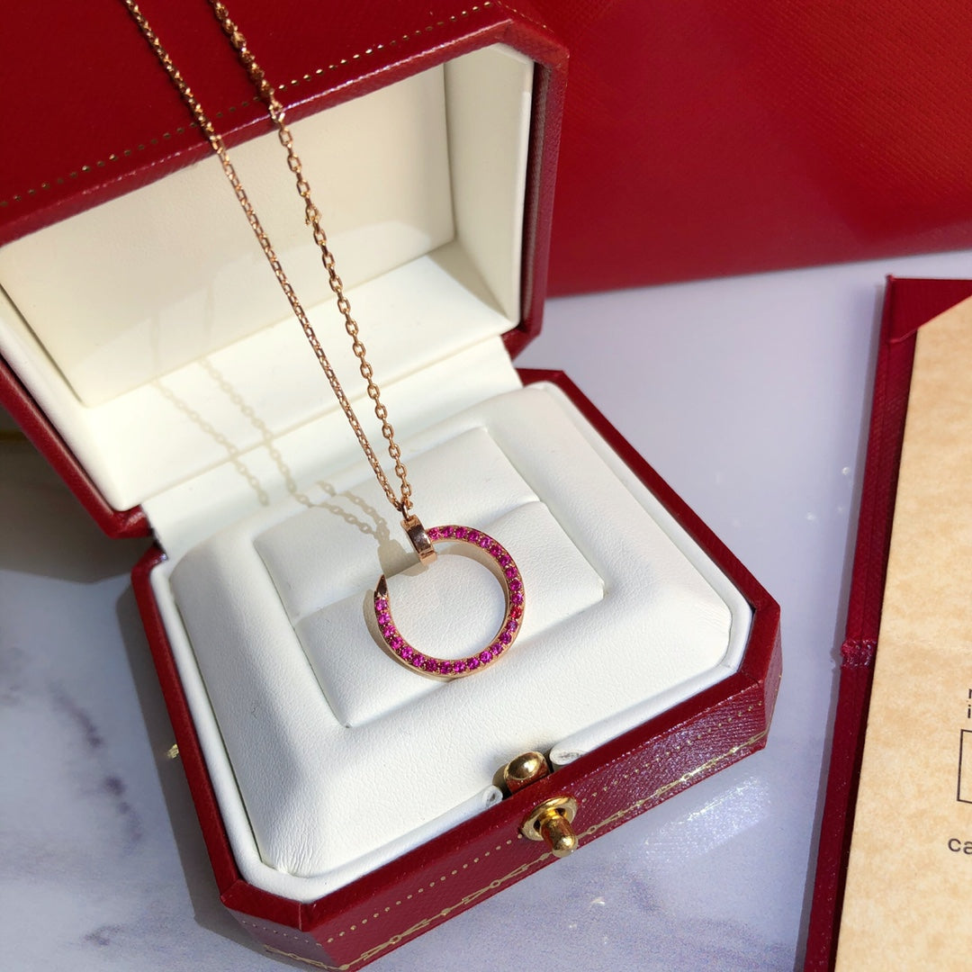 [Panda Jewelry]JUSTE NECKLACE GOLD RED DIAMONDS