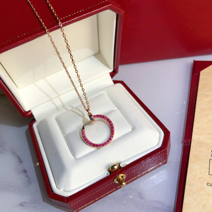 [Panda Jewelry]JUSTE NECKLACE GOLD RED DIAMONDS