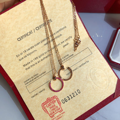 [Panda Jewelry]JUSTE NECKLACE GOLD RED DIAMONDS