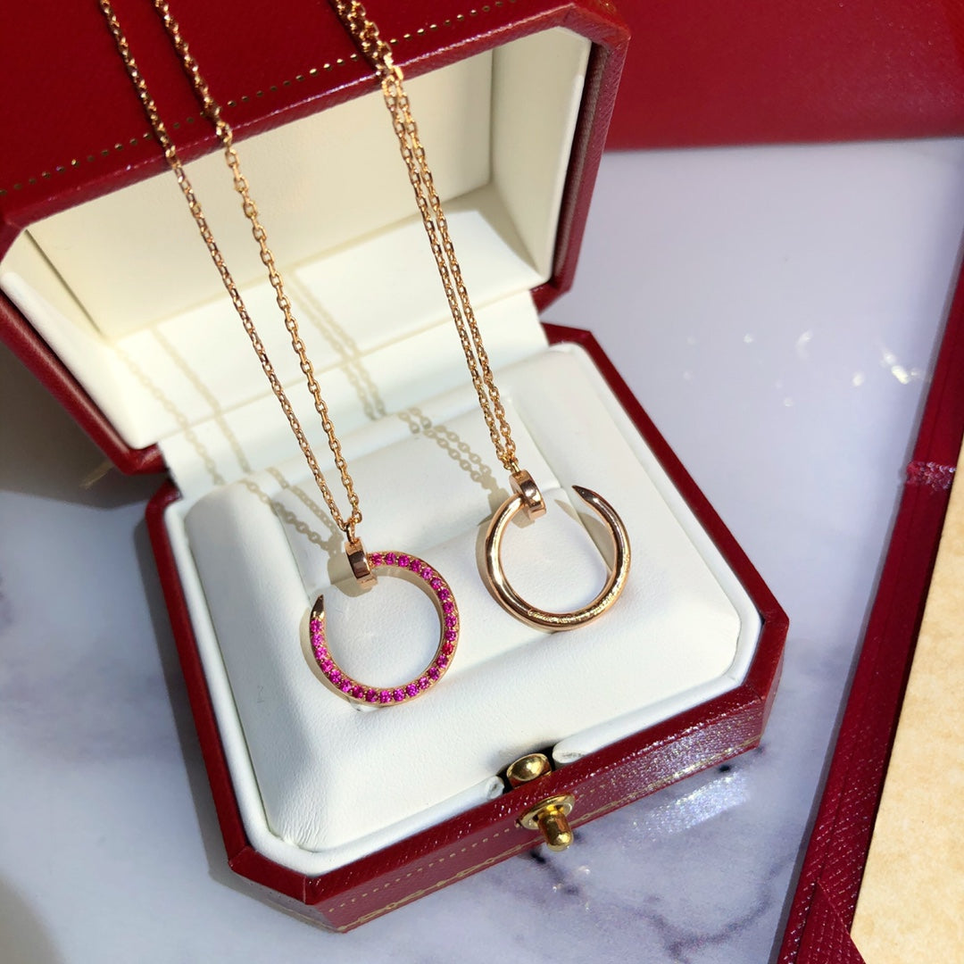 [Panda Jewelry]JUSTE NECKLACE GOLD RED DIAMONDS
