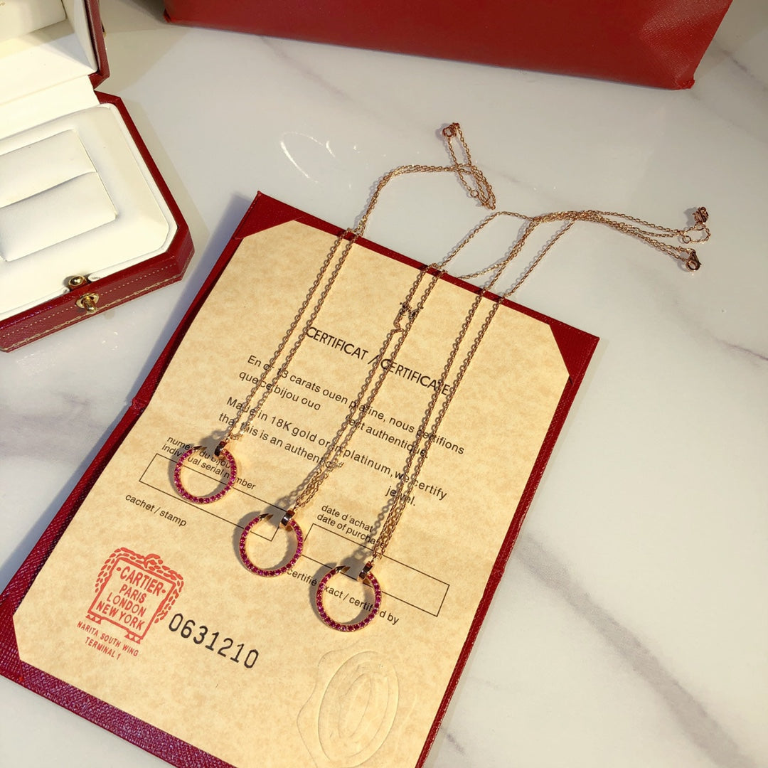 [Panda Jewelry]JUSTE NECKLACE GOLD RED DIAMONDS