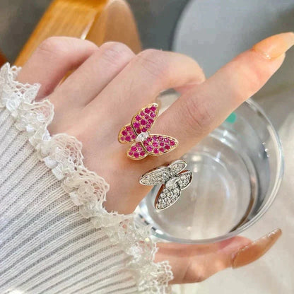 [Panda Jewelry]TWIN BUTTERFLY DIAMOND RING