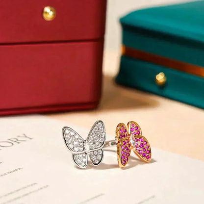[Panda Jewelry]TWIN BUTTERFLY DIAMOND RING
