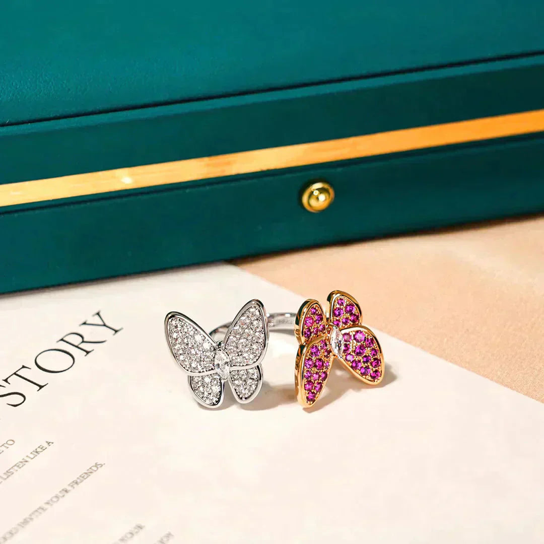 [Panda Jewelry]TWIN BUTTERFLY DIAMOND RING