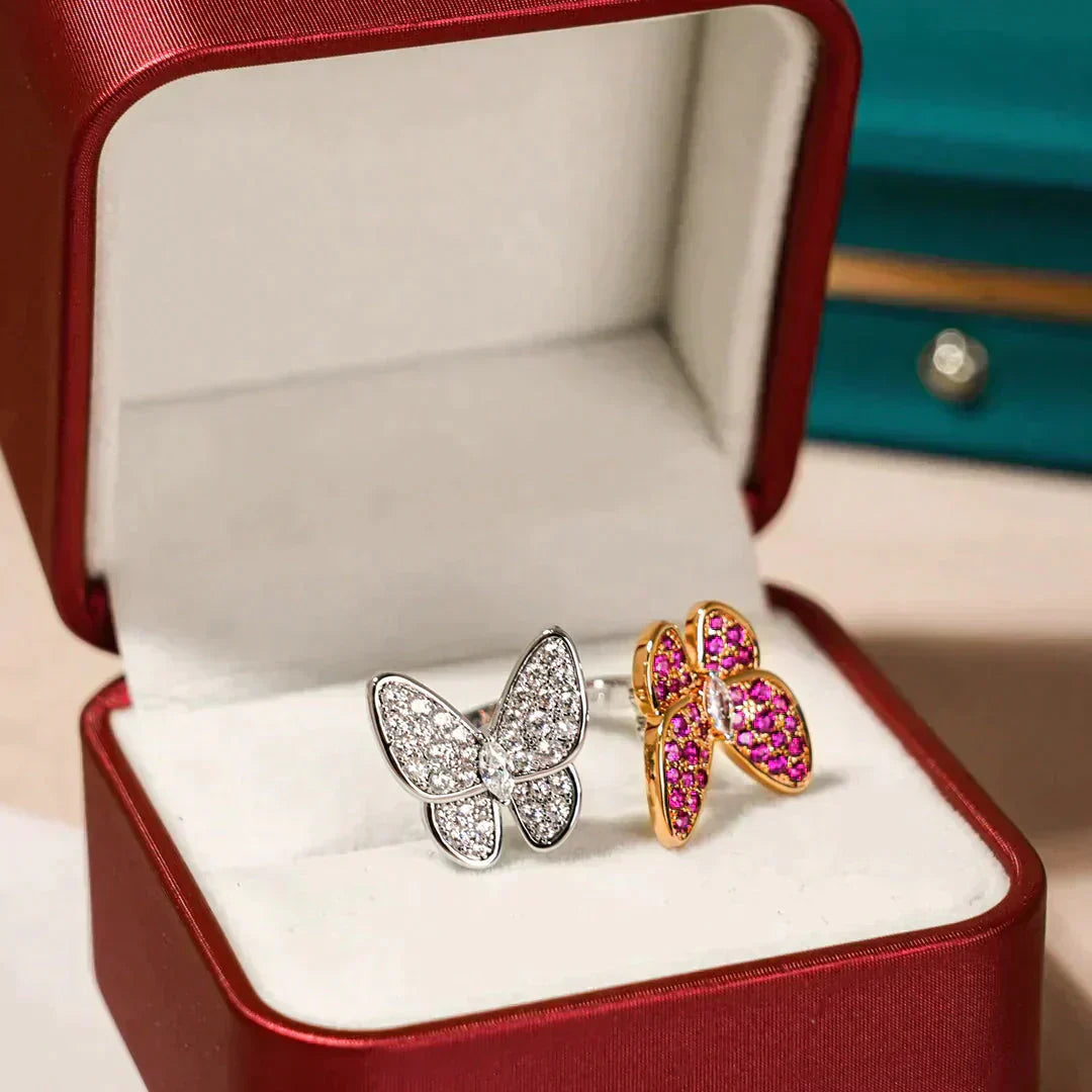 [Panda Jewelry]TWIN BUTTERFLY DIAMOND RING