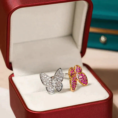 [Panda Jewelry]TWIN BUTTERFLY DIAMOND RING