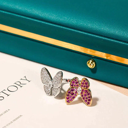 [Panda Jewelry]TWIN BUTTERFLY DIAMOND RING
