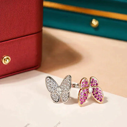 [Panda Jewelry]TWIN BUTTERFLY DIAMOND RING