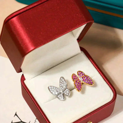 [Panda Jewelry]TWIN BUTTERFLY DIAMOND RING