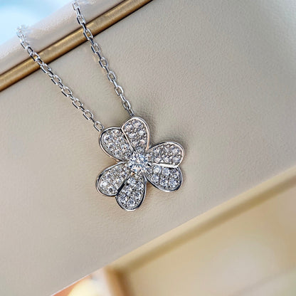 [Panda Jewelry]CLOVER DIAMOND NECKLACE SILVER