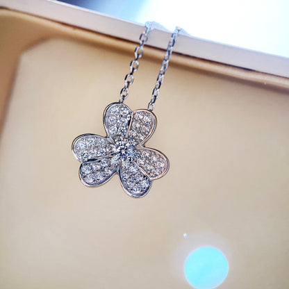 [Panda Jewelry]CLOVER DIAMOND NECKLACE SILVER