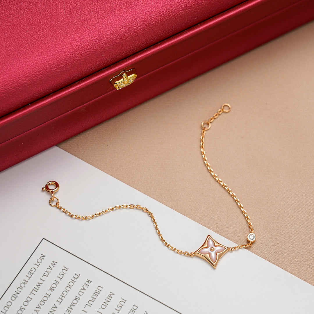 [Panda Jewelry]STAR 1 DIAMOND PINK GOLD BRACELET