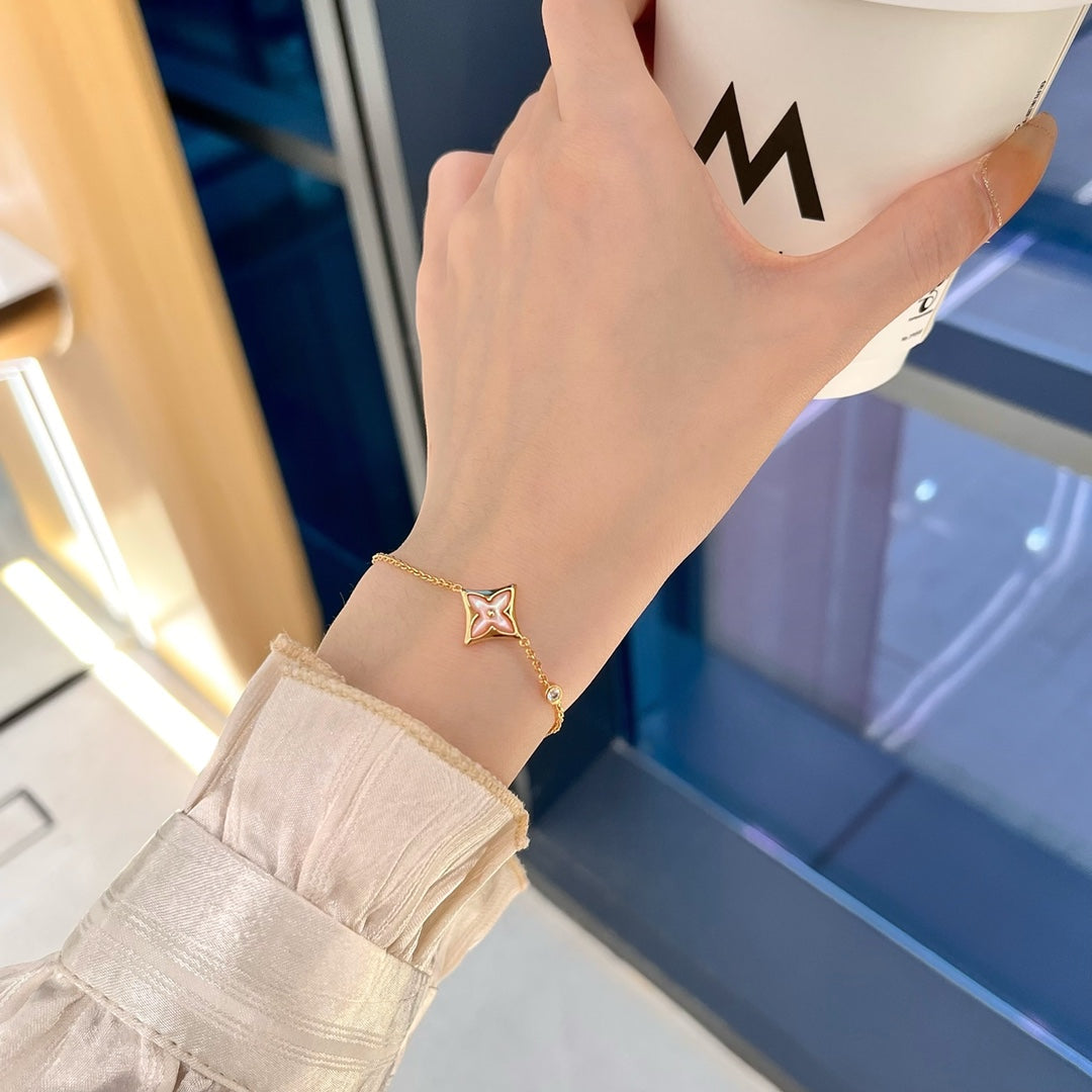 [Panda Jewelry]STAR 1 DIAMOND PINK GOLD BRACELET