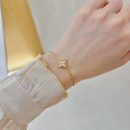 [Panda Jewelry]STAR 1 DIAMOND PINK GOLD BRACELET