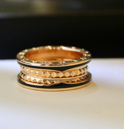 [Panda Jewelry]ZERO 1 PINK GOLD BLACK CERAMIC RING