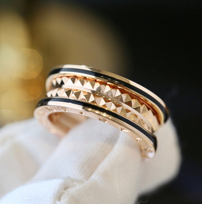 [Panda Jewelry]ZERO 1 PINK GOLD BLACK CERAMIC RING