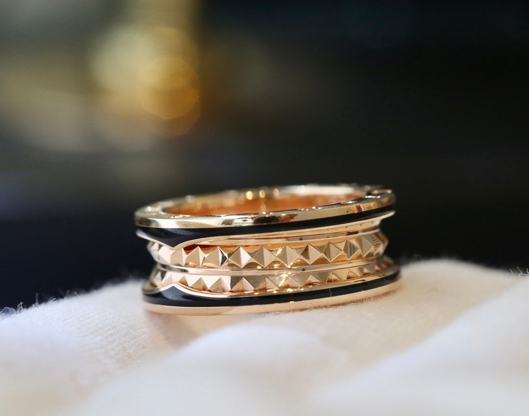 [Panda Jewelry]ZERO 1 PINK GOLD BLACK CERAMIC RING