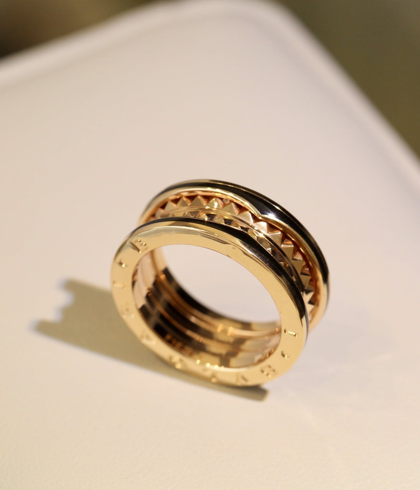 [Panda Jewelry]ZERO 1 PINK GOLD BLACK CERAMIC RING